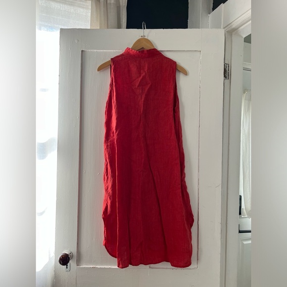 South Street Linen Red Sleeveless Linen Pop Over Tunic Midi Dress Size 6 - Picture 7 of 7